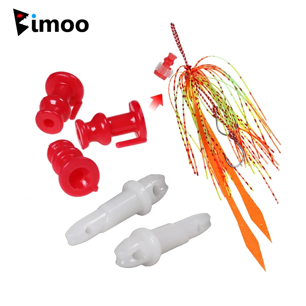 Bimoo 40/100PCS Snapper Skirts Jig Assist Hooks Slide Parts Red White Seawater Fishing Bait Lure Accessories Rubber Tie Parts