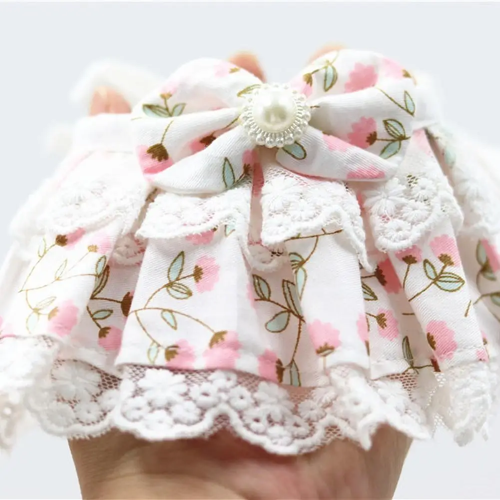 Moda kot domowy Bib regulowany kot naszyjnik szalik ładny styl obroże dla psów koronkowy kwiat z dzwoneczkami dla małego psa średniego kota