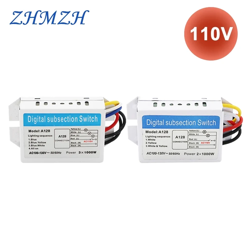 2 Ways 3 Ways Digital Subsection Switch for Ceiling Light 2/3 Road Independence Control Section Switch Piecewise Switch AC110V