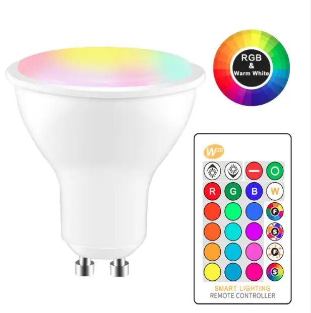 As lâmpadas do rgb de e27 mr116 gu5.3 bombillas conduziram 8 w gu10 rgbw rgbww conduziram a lâmpada regulável branco morno gu10 conduziu o bulbo 16 cores com controle remoto