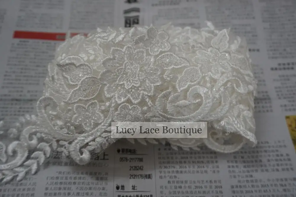 5 Yards=1lot beading lace trim Ivory wedding dress bride veils sew-on lace border trimming 2020 NEW design high quality