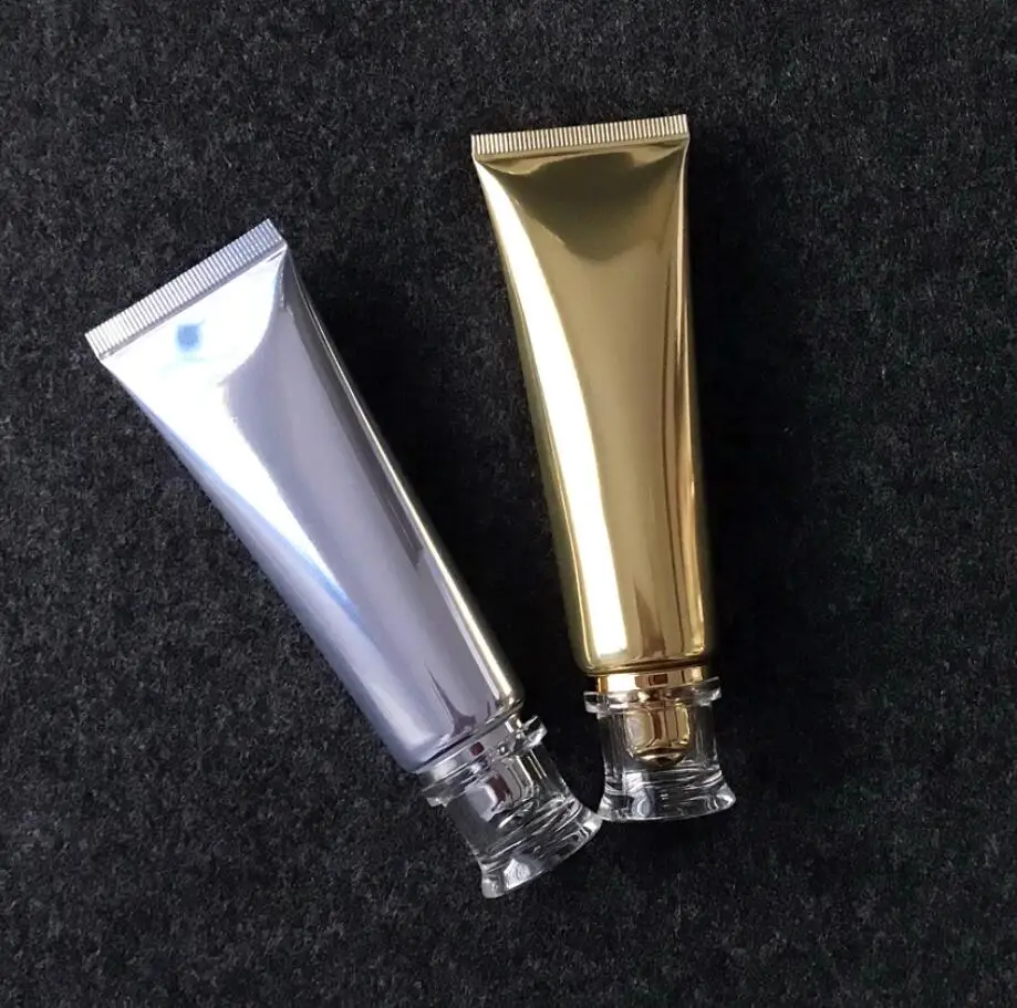 50ml aluminum plastic shinny silver/gold soft tube for mild wash butter hand cream essence lotion emulsion serum cosmetic hose