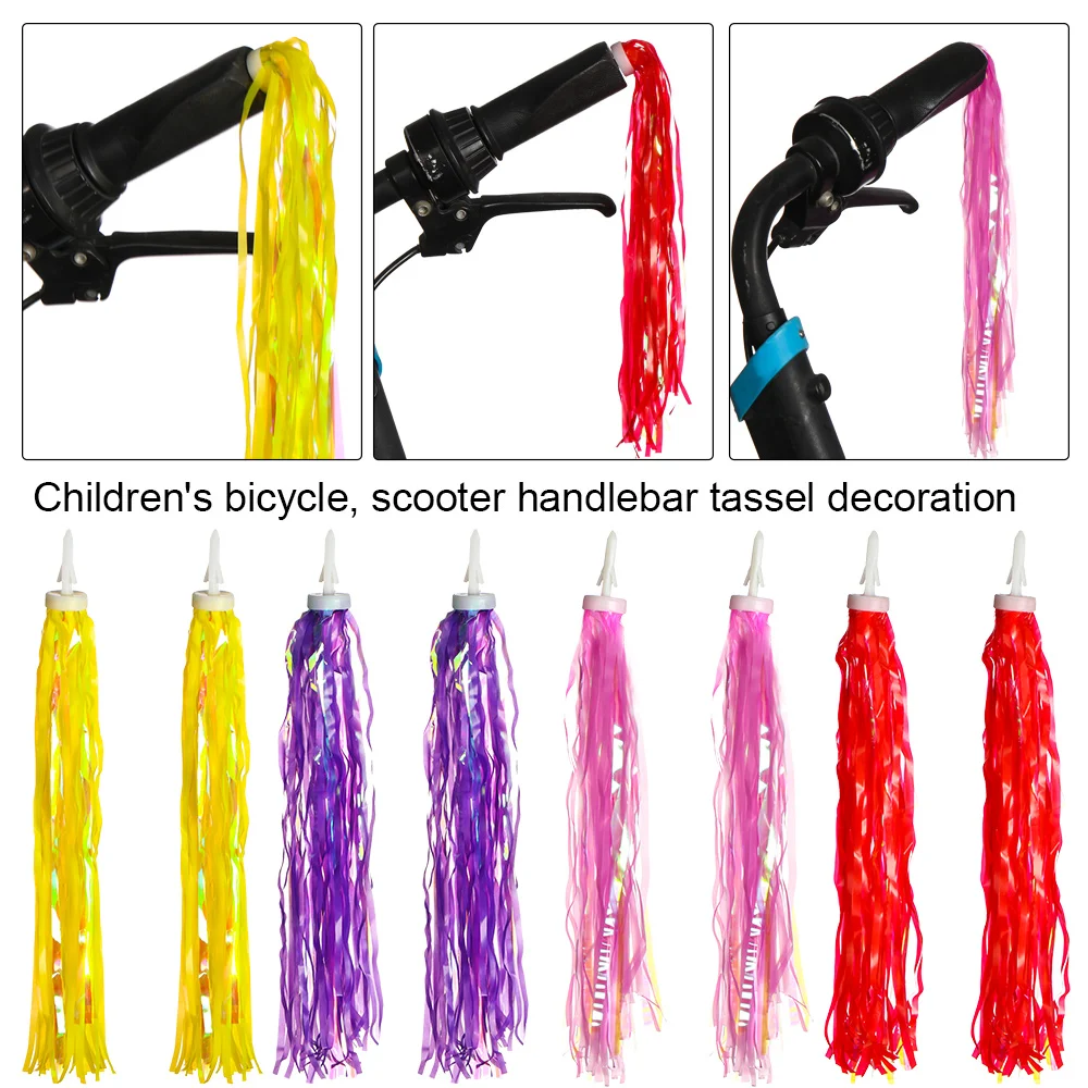 Accesorios para manillar de bicicleta, cintas coloridas con borlas de 14/30cm para niños y niñas, 2 unidades