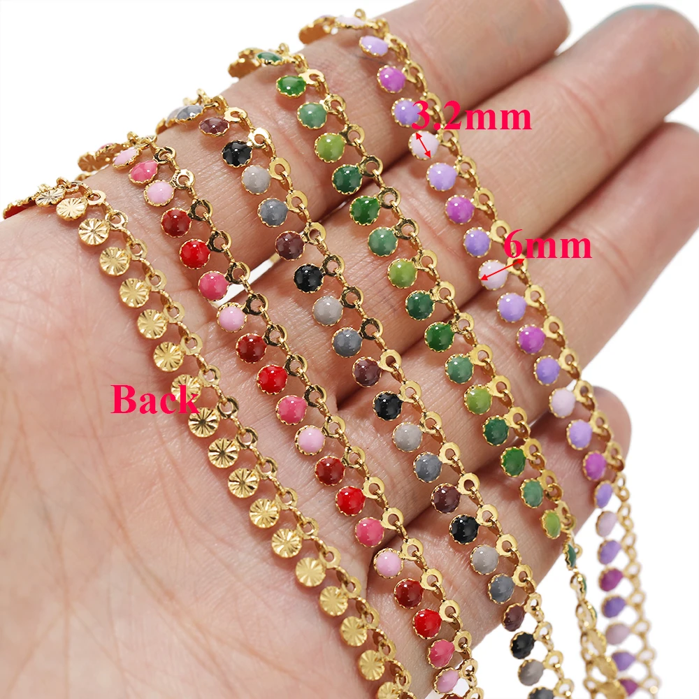 1 Meter Edelstahl Bunte Emaille Handgefertigte Ketten für DIY Schmuckherstellung Damen Choker Armband Halsketten Zubehör – Detail 4