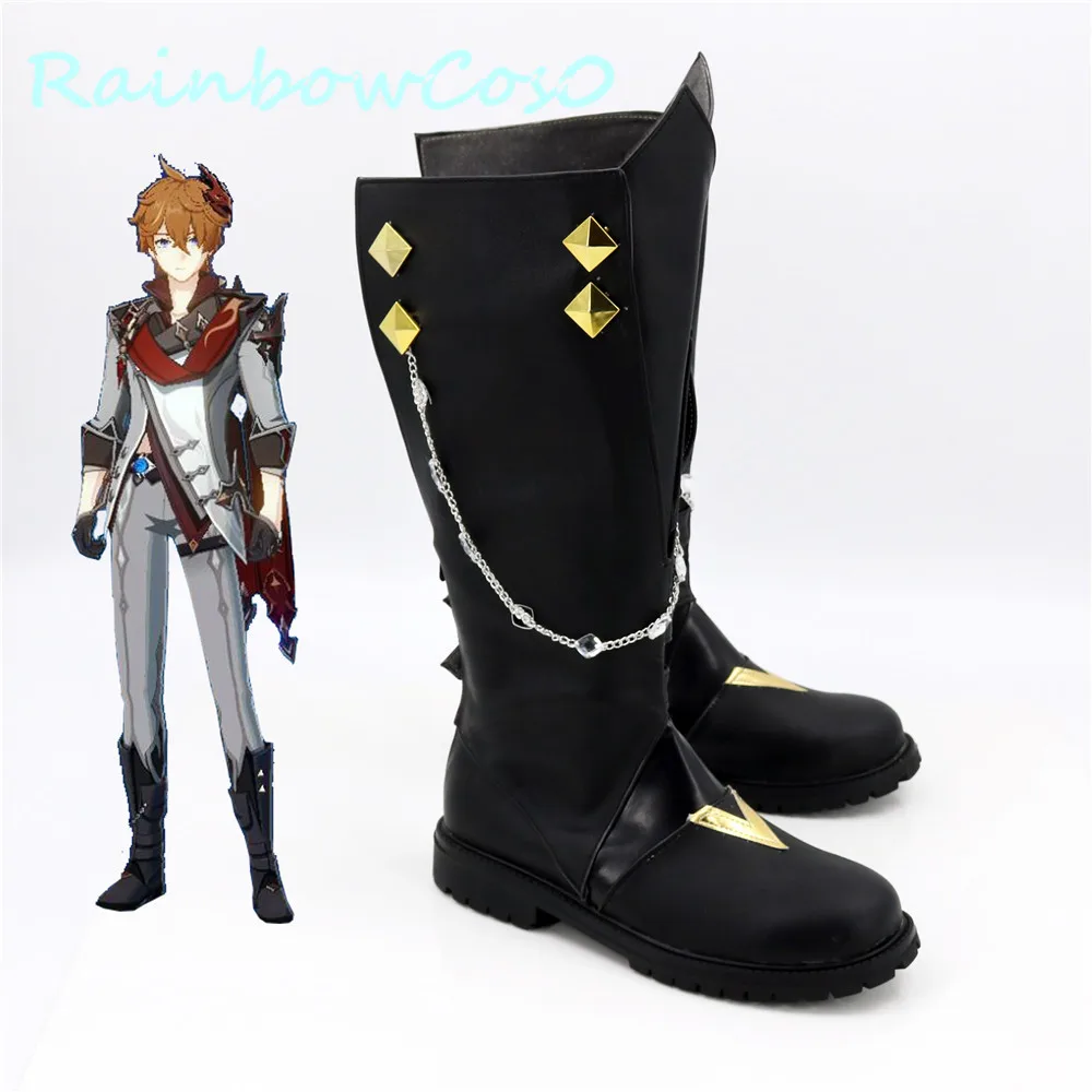 Genshin Auswirkungen Tartaglia Cosplay Schuhe Stiefel Spiel Anime Halloween RainbowCos0 W1391