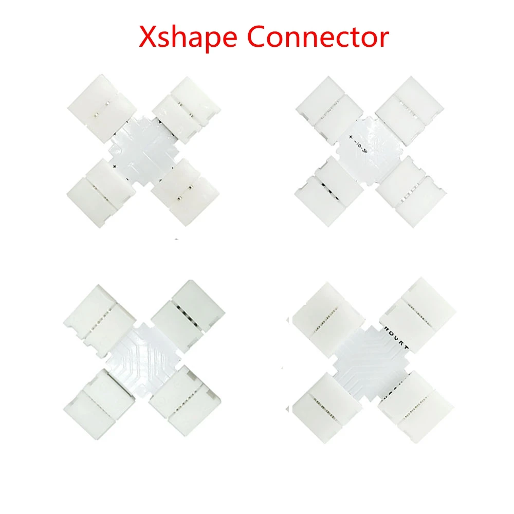 10mm Solderless Connector 2/3/4/5Pins L/T/X Shape Corner Connector For WS2812B 3528 5050 RGB Led Strip Light