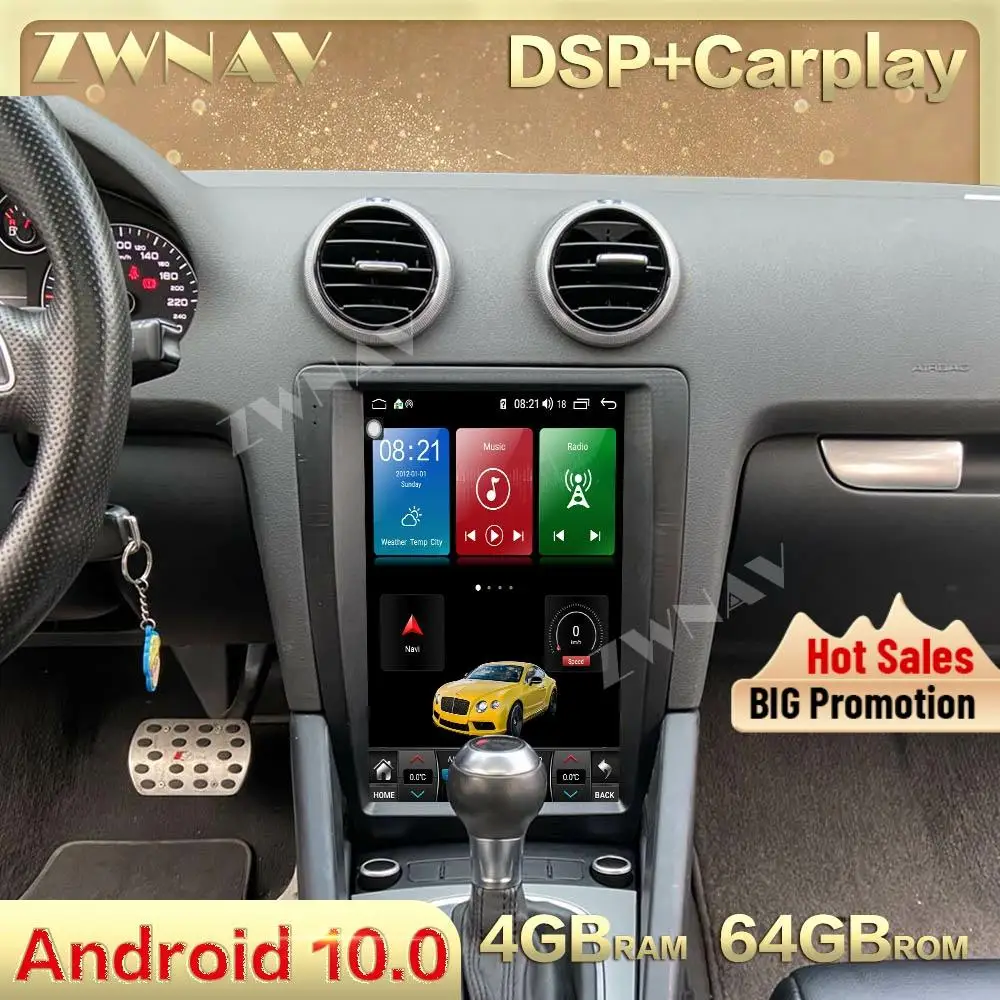 12.1'' Android 13 Car multimedia player For AUDI A3 2008 2009 2010 2011 2012 Tesa- Style big screen navi radio stereo head unit