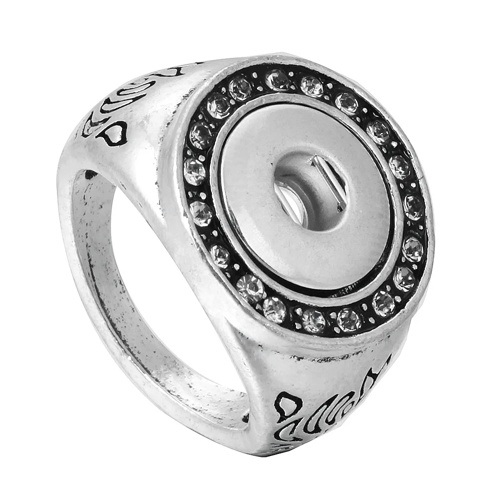 New 12mm Snap Button Ring Jewelry Rhinestone Mini 12mm Snap Ring for Women Men Button Rings