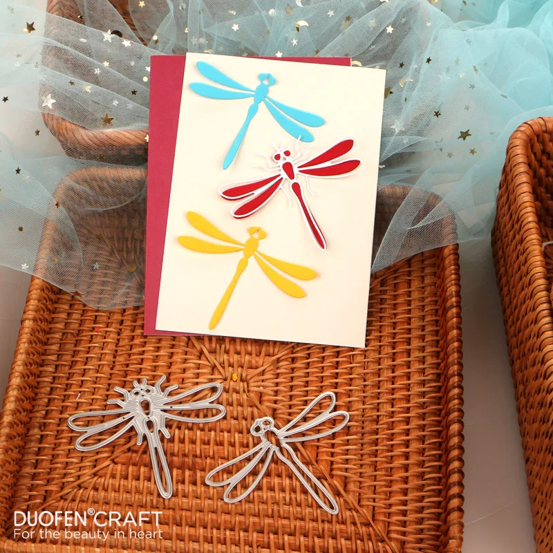 DUOFEN METAL CUTTING DIES 010010SS 2pcs Small dragonflies embossing stencil DIY Scrapbook Paper Album paper crafts