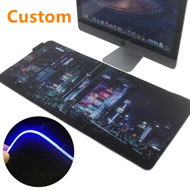 

Personal customization Large Gaming Mousepad LED RGB Custom Mouse pad rgb XL 900x400 3MM Game Accessories for CSGO LOL OW 2077