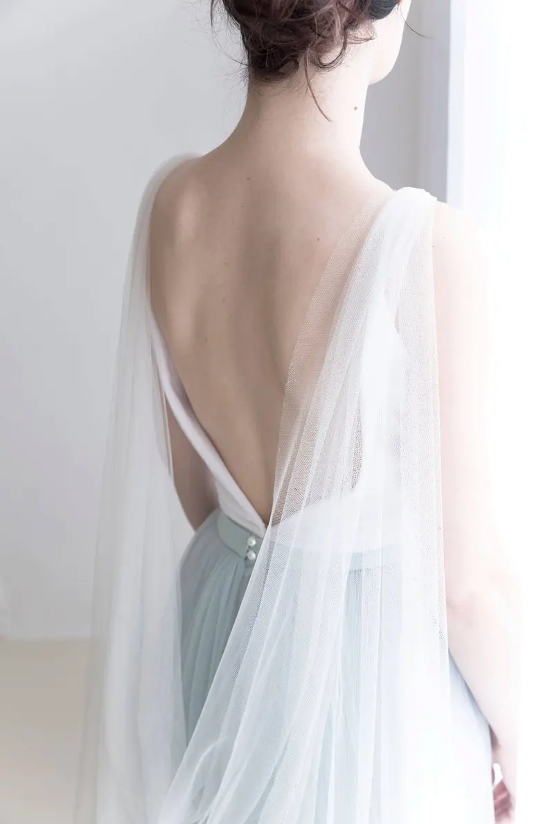 Plain Wedding Cape Sluier Bridal Schouder Sluier In Wit/Ivoor/Off-Wit/Champagne