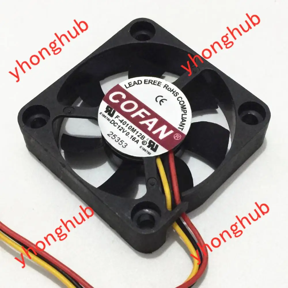 

COFAN F-4010M12B Server Cooling Fan DC 12V 0.16A 40x40x10mm 3-Wire