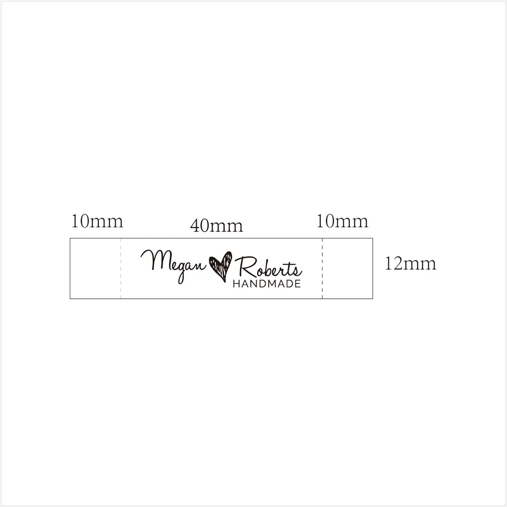 Custom Sewing Labels, Personalized Brand, Clothing Tags, Logo, Business Name, Heart, White Fabric, 100% Cotton, MD5033