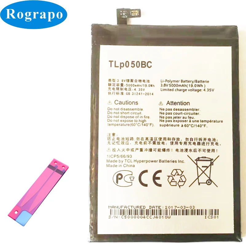 Full 5000mAh TLp050BC Replacement Battery Battery Batterij For Alcatel Pixi 4 Plus Power 5023F 5023E Mobile Phone Batteries