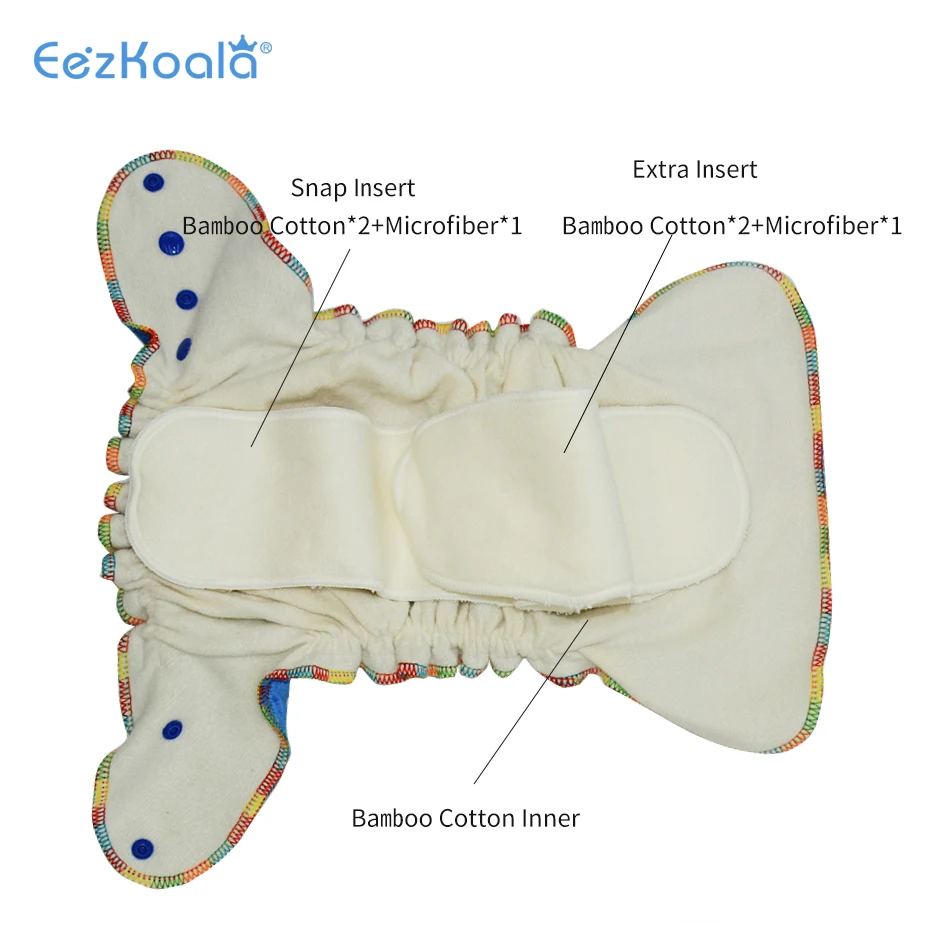 EezKoala Bambusowa welurowa pieluszka dopasowana Ekologiczna wielokrotnego użytku Ciężka, wilgotna pieluszka dla niemowląt AI2 Można prać