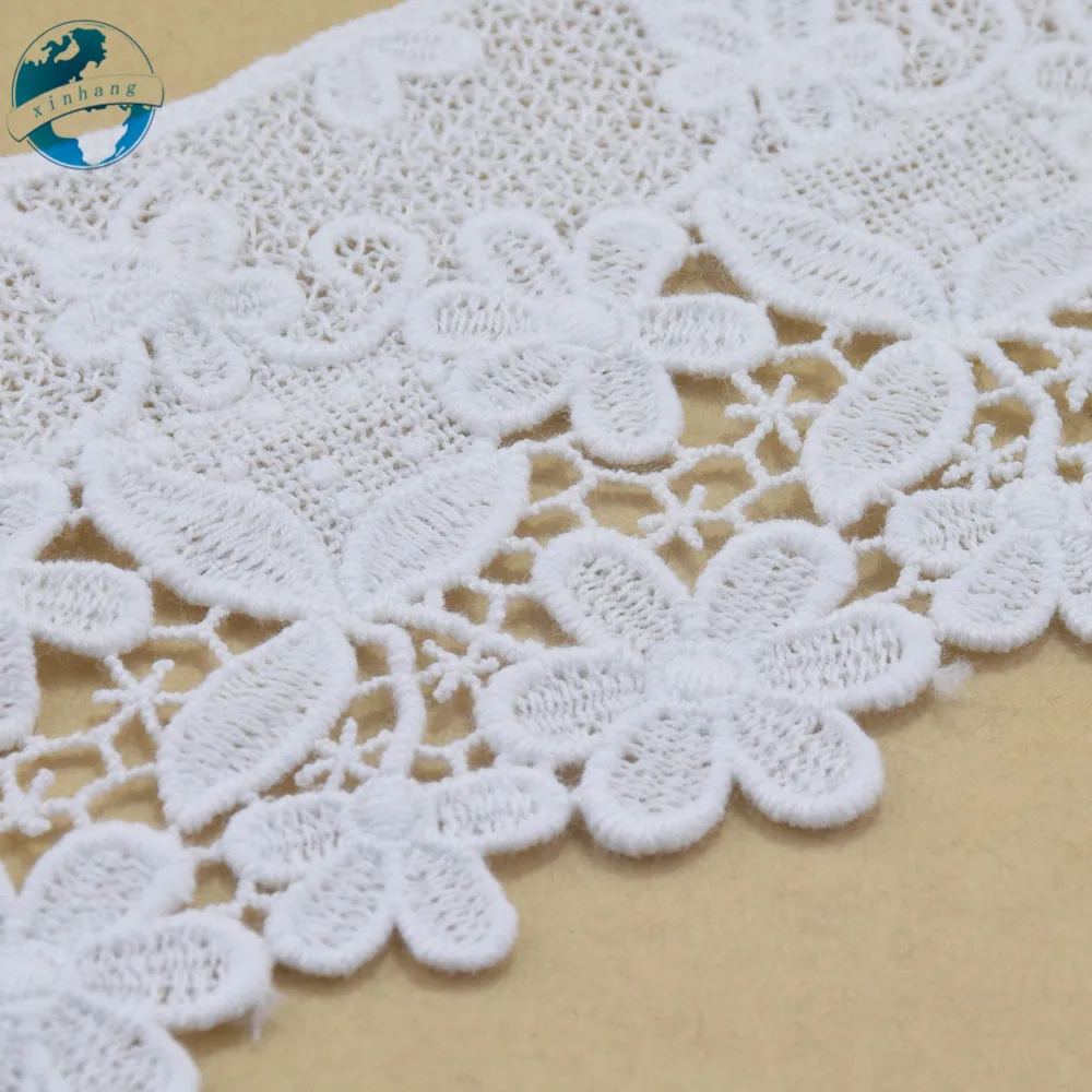 White 100% Cotton Embroidery French Lace Ribbon Fabric Guipure Diy Trims Wedding Lace Sewing Curtain Accessories 8.5cm Wide#4064