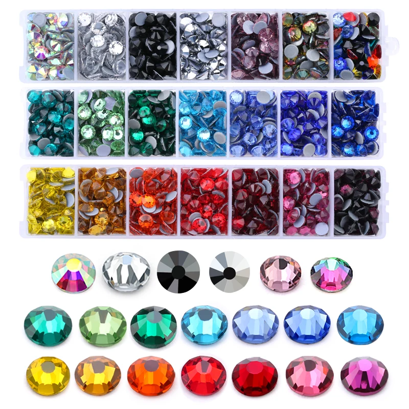 QIAO New Set SS6-SS30 Hot fix Rhinestones Hotfix Crystal Glass Rhinestone Iron-on Strass