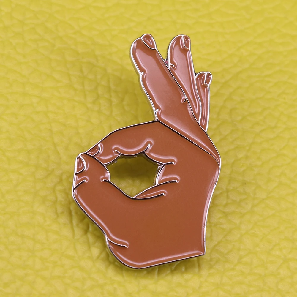 OK Hand brosche motivations geste emaille Pin zeichen sprache schmuck