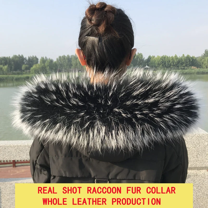

Winter women's real natural raccoon fur collar 100% women's warm large size raccoon Scarf Shawl