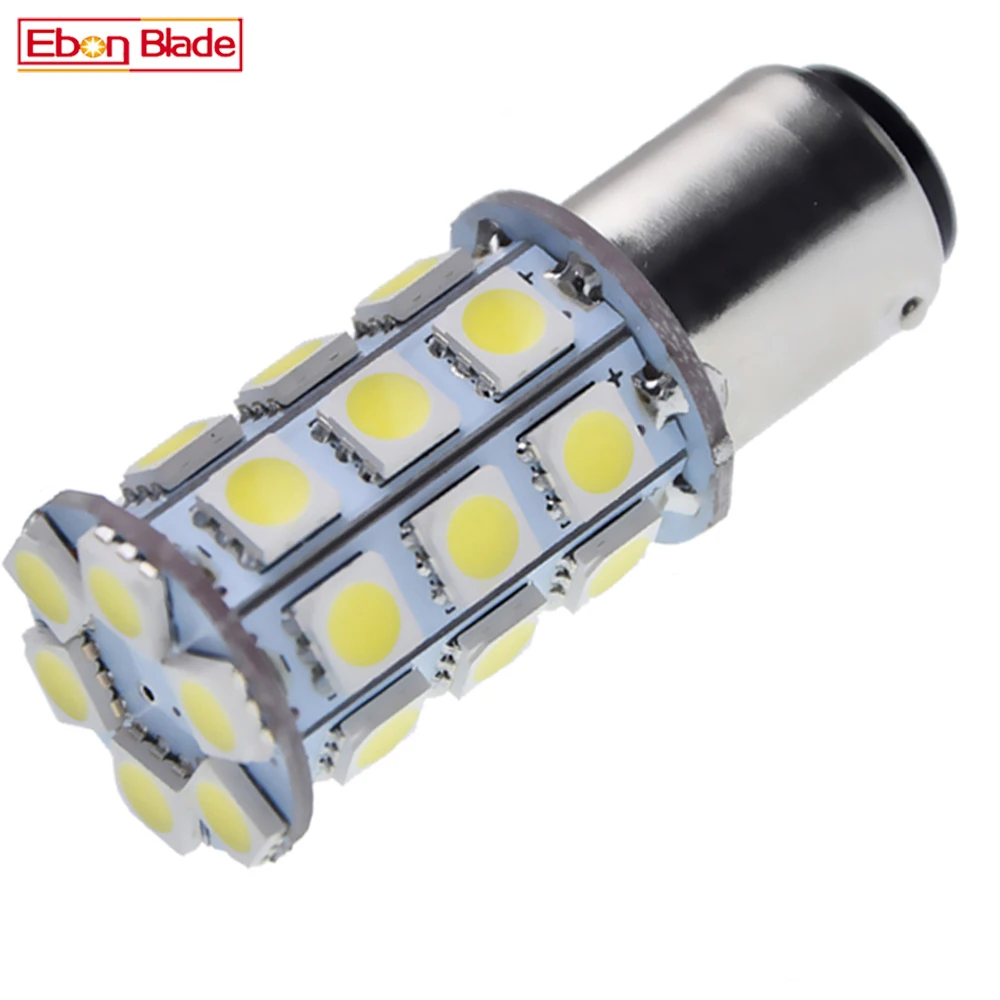 1x1157 BA15D BAY15D 27SMD 5050 LED żarówka 1142 pojazd silnikowy rewers Backup światło hamowania Turn Parking lampka sygnalizacyjna 6V 12V 24V biały 6K