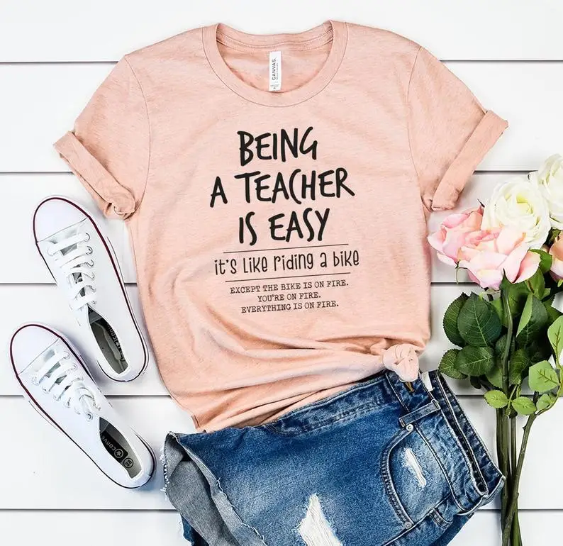 Being a Teacher is Easy, Teacher Shirts, Back to School, Like Riding a Bike, Teacher Gifts, New Teacher, Funny Teacher Shirt