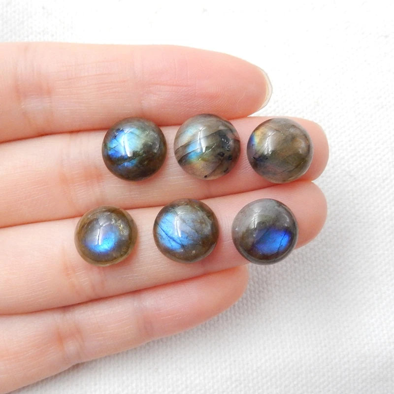 14mm/12mm/10mm Natural Labradorite Dome Flatback Round Cabochon DIY Jewelry Random Selection Of Brightnes Loose Bead