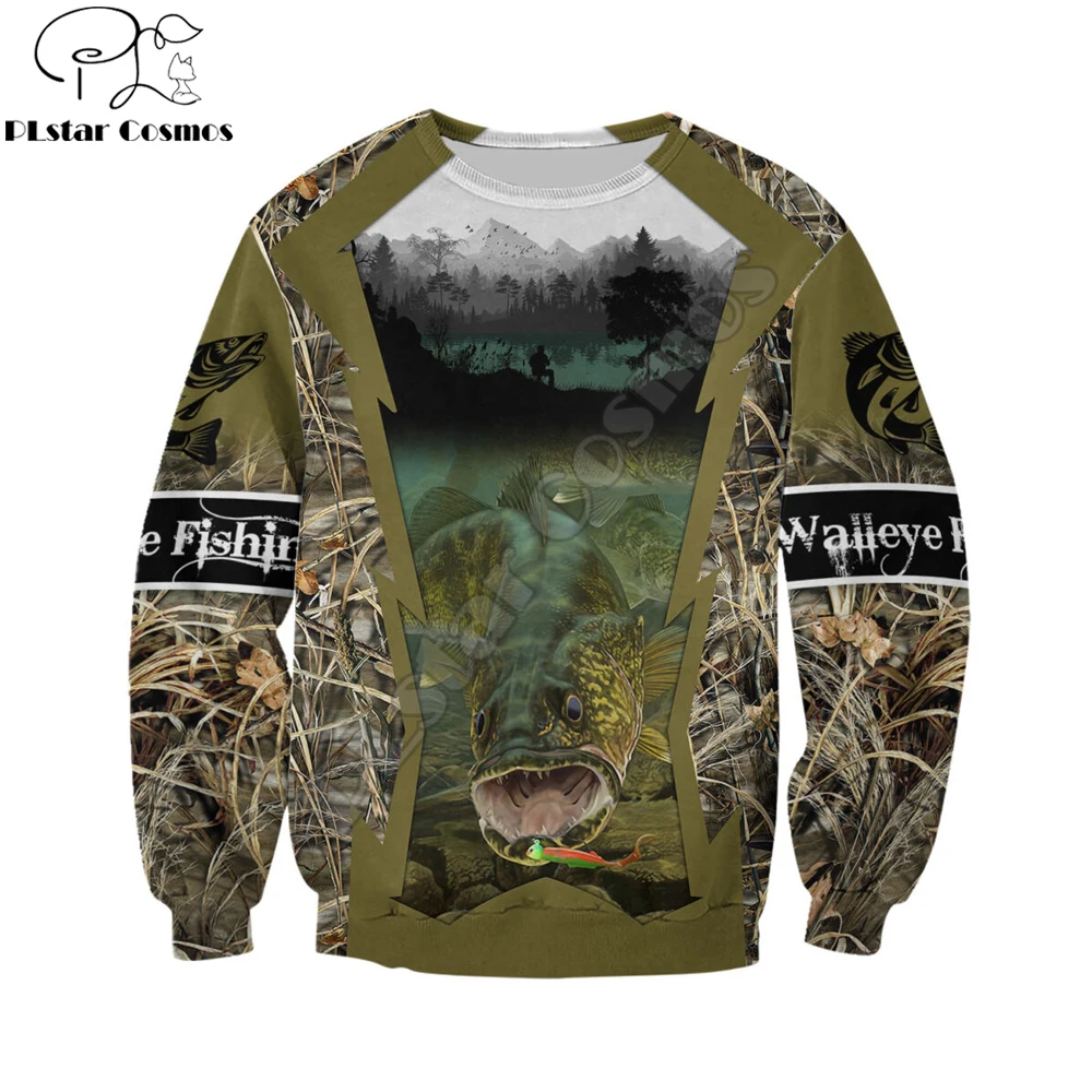 Đẹp Walleye Câu Cá Cam Phối 3D Trên Toàn In Hình Nam Thu Đông Hoodie Nỉ Unisex Phố Cổ Khóa Kéo Áo Khoác Áo Thun Chui Đầu KJ559