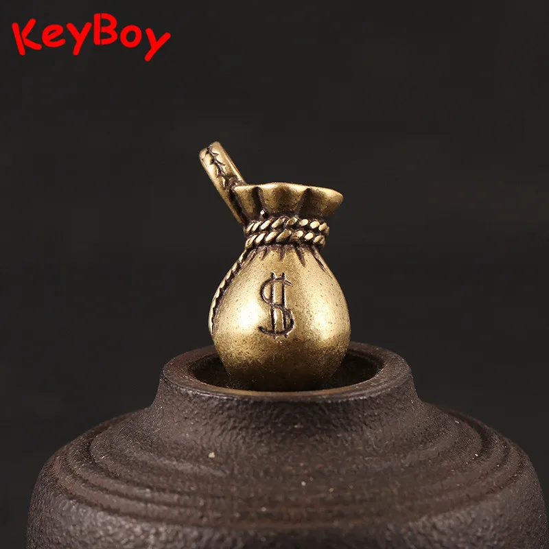 Brass Lucky Blessing Money Bag Handmade US Dollars Bags Keychain Pendants Men Car Key Chain Ring Vintage Keyrings Jewelry Gifts