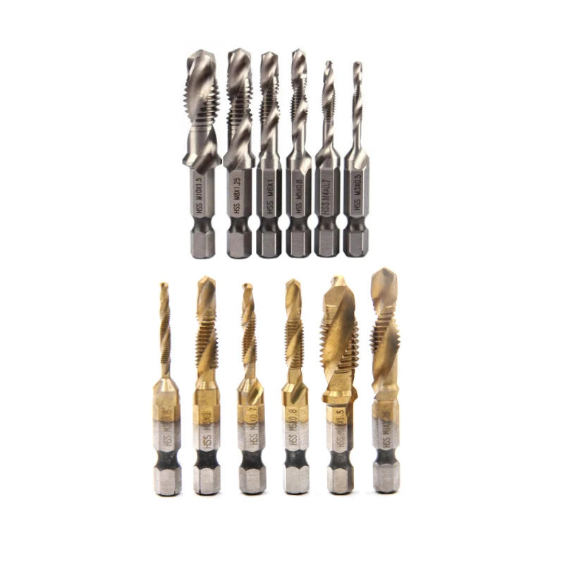 1pc Thread M3 M4 M5 M6 M8 M10 Screw Tap Drill Bits Hss Taps Countersink Deburr Metric High Speed Steel 1/4 IN Quick Change Hex