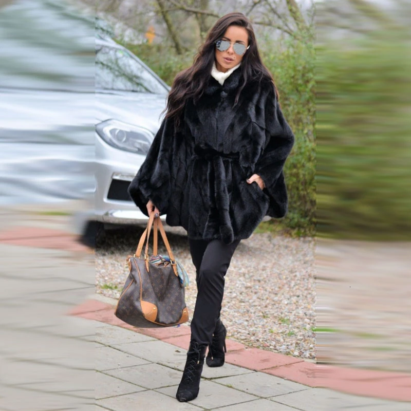 TOPFUR Mink Fur Coat Women Black Jacket Winter Coat Women Natural Mink Fur Jacket With Belt Genuine Leather Jacket Real Fur Coat