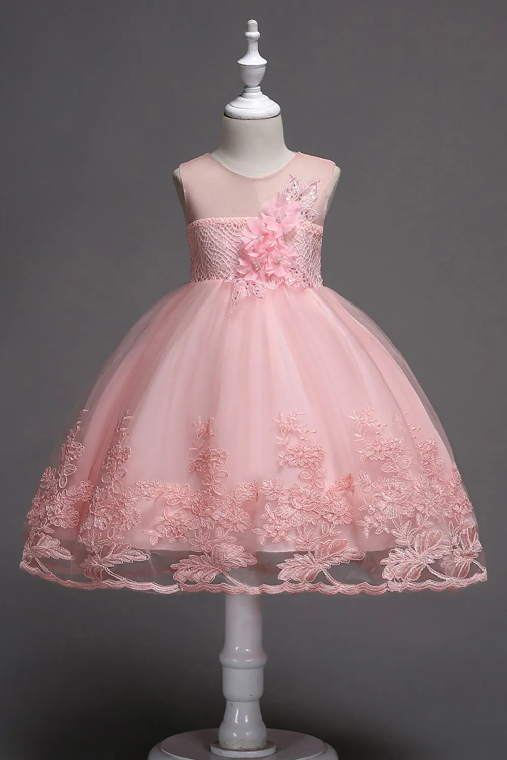 Robe de Rhen tulle et dentelle pour filles, robes de banquet d'anniversaire, robe de demoiselle d'honneur, bleu, rose, en stock