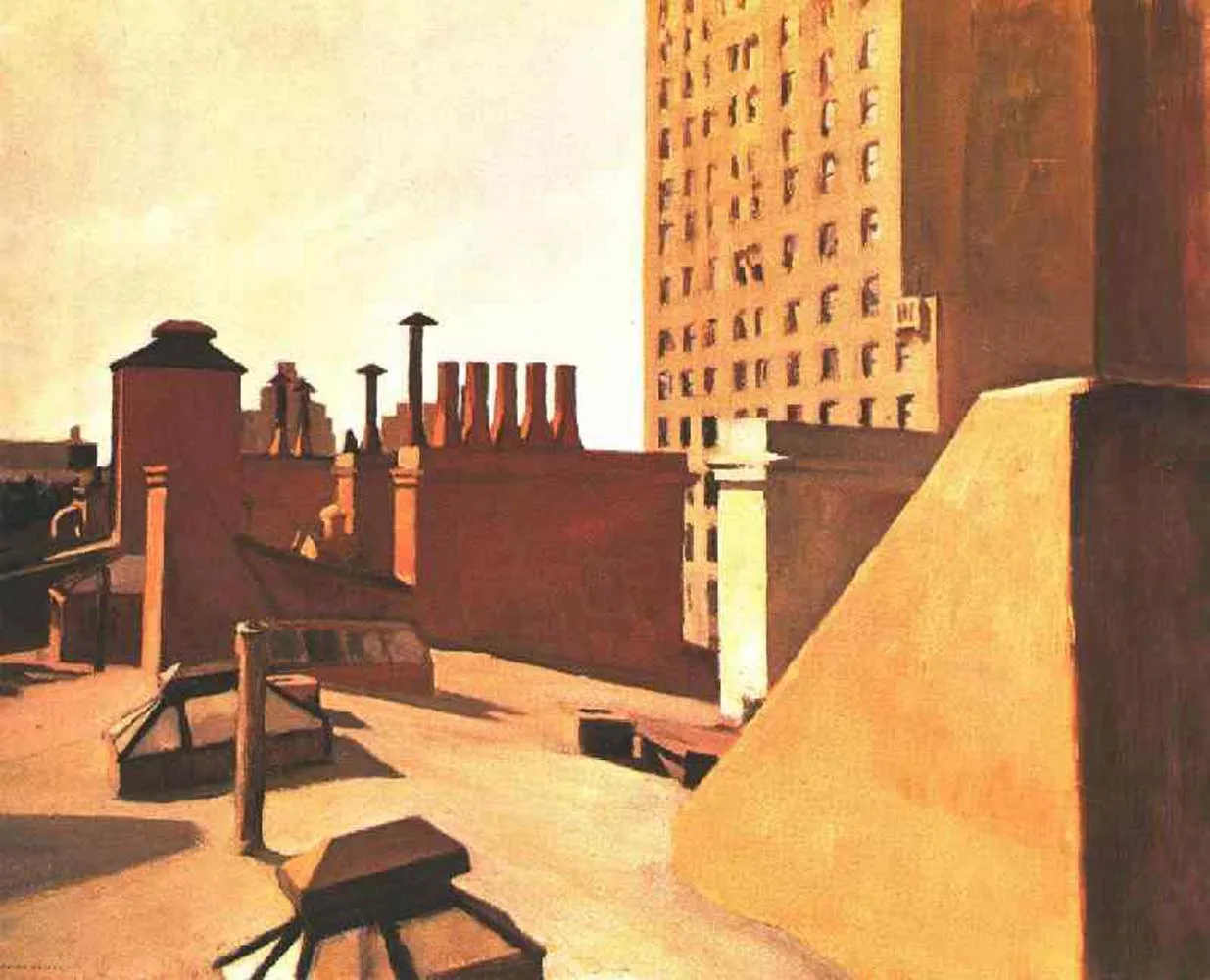 100% handmade Oil Painting reproduction on linen canvas, City roofs by Edward Hopper,Free Shipping,High Quality