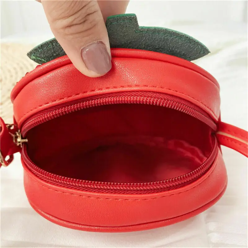 새로운 키즈 소녀 과일 핸드백 블링 숄더 백 딸기 파인애플 스팽글 PU 라운드 크로스 바디 지갑 지갑 베이비 액세서리