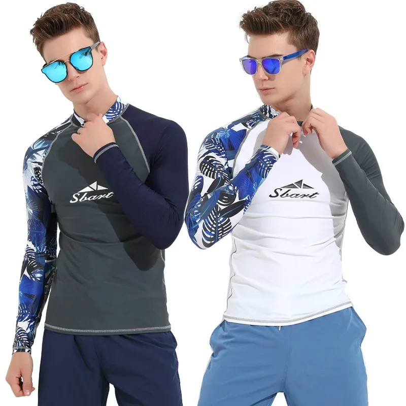 Rashguard Men Swim Tshirt Surf Diving Suit Water Sportswear Wetsuit Sun Protection Lycra Windsurf Long Sleeve Swimwear