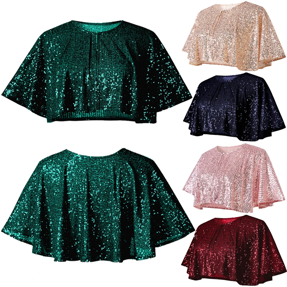 2021 nowy Prom szal cekiny z koralikami krótkie Cape dekoracji Gatsby Party Mesh krótki Cover Up sukienka Vintage akcesoria