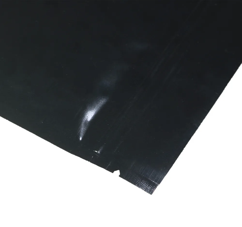 100 teile/los glänzende schwarze Aluminium folie Zip-Lock-Tasche selbst dichtende Tränen kerbe wieder versch ließbare flache Lebensmittel-Snack-Aufbewahrung verpackungs beutel – Detail 12