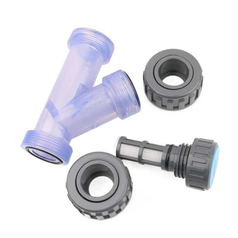 1pc 20/25/32/40/50mm Transparent  PVC Filter Water Supply Pipe Fittings Water Drinking Pipe Purification Adapter Aquarium Filter