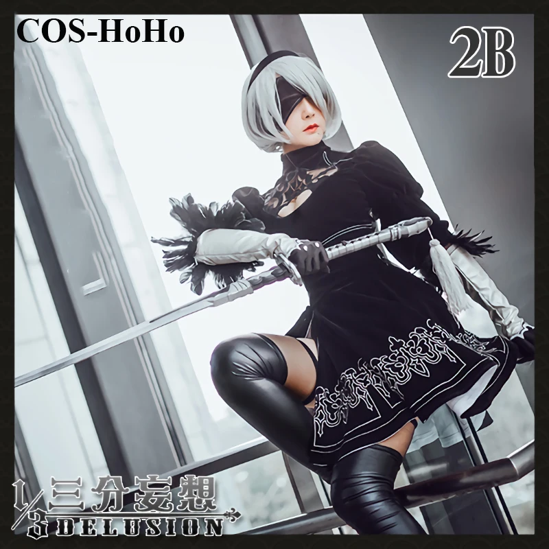 

COS-HoHo Anime Game NieR Automata 2B Battle Suit Black Dress Sexy Uniform Cosplay Costume Halloween Role Play Outfit For Women