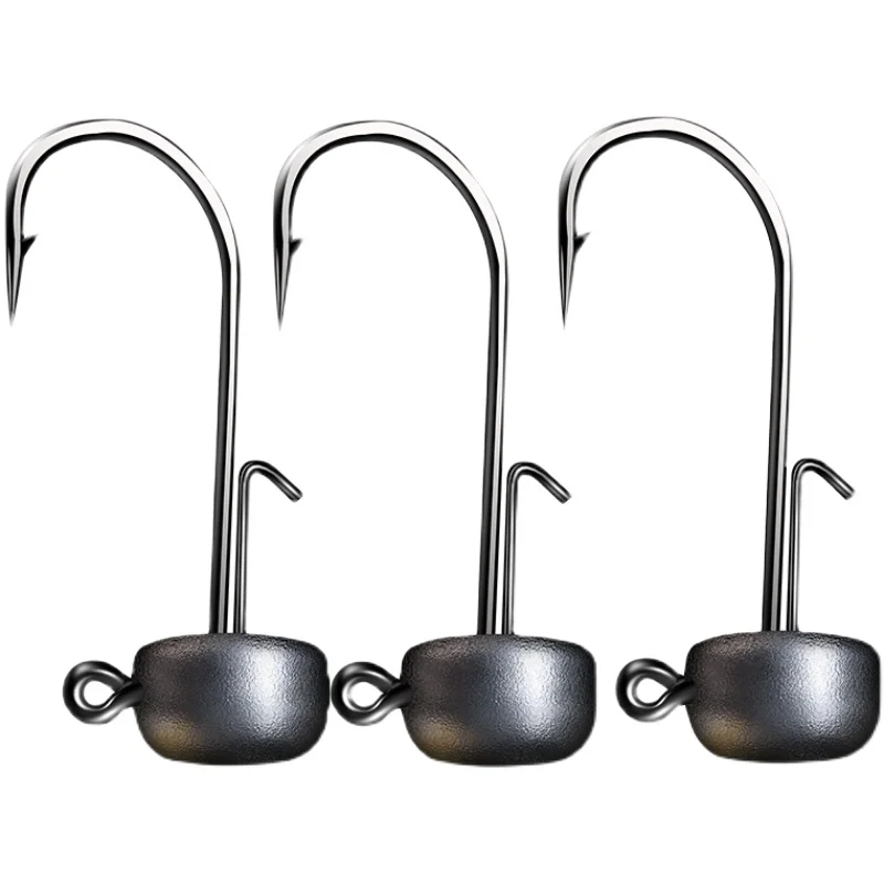 Fishing NED Jig Head Hook Strong Anti Falling Off Auxiliary Stand Hooks Mandarin Fish Lead T Tail Worm Fishhook Lot 10 Pieces