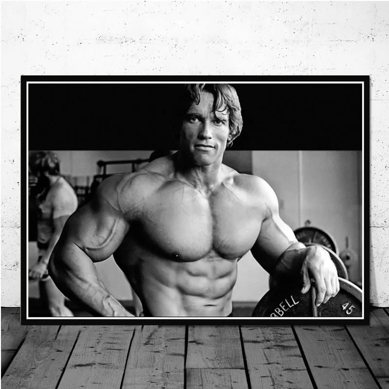 Poster Prints Oil Painting Arnold Schwarzenegger Bodybuilding Fitness GYM Workout Wall Art Pictures Home Decor картины на стену