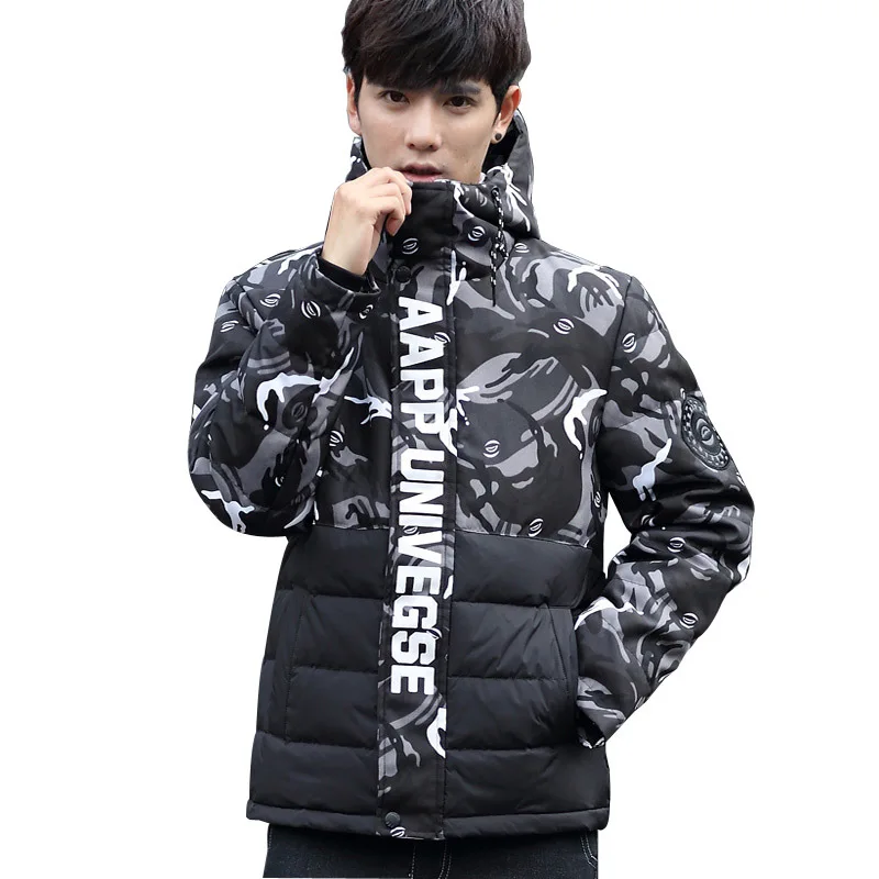 

New Arrival Men Camouflage White Duck Down Jacket Warm Mens Winter Parkas Hooded Men's Jackets Casacos Masculino WXF313