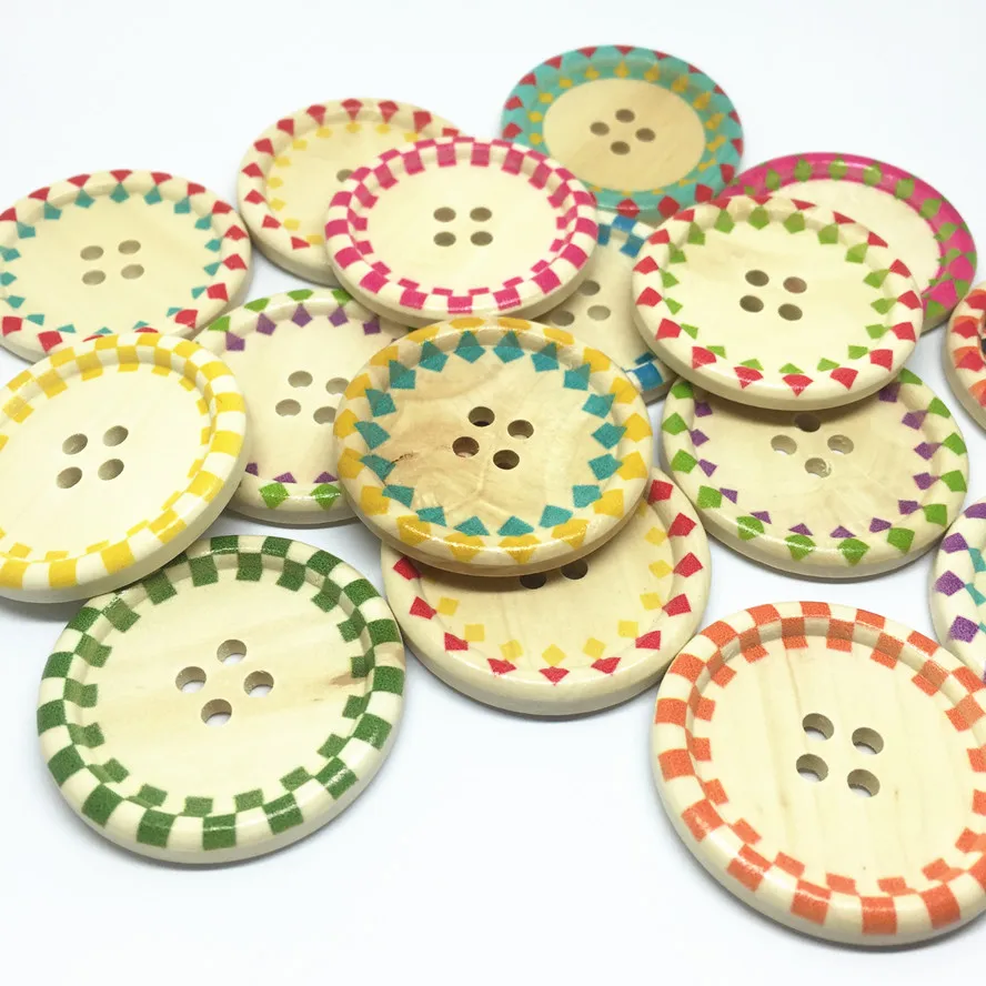 10pcs 40mm Natural Round 4 Holes Large Wood Buttons DIY Crafts Sewing Decorations Embellishments Cardmaking Scrapbooking