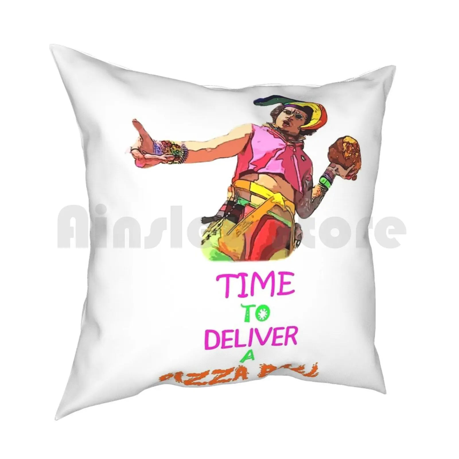 Time To Deliver A Pizza Ball Pillow Case Printed Home Soft Throw Pillow Pop Comedy Comic Fun Funny Ironic Joke Absurd