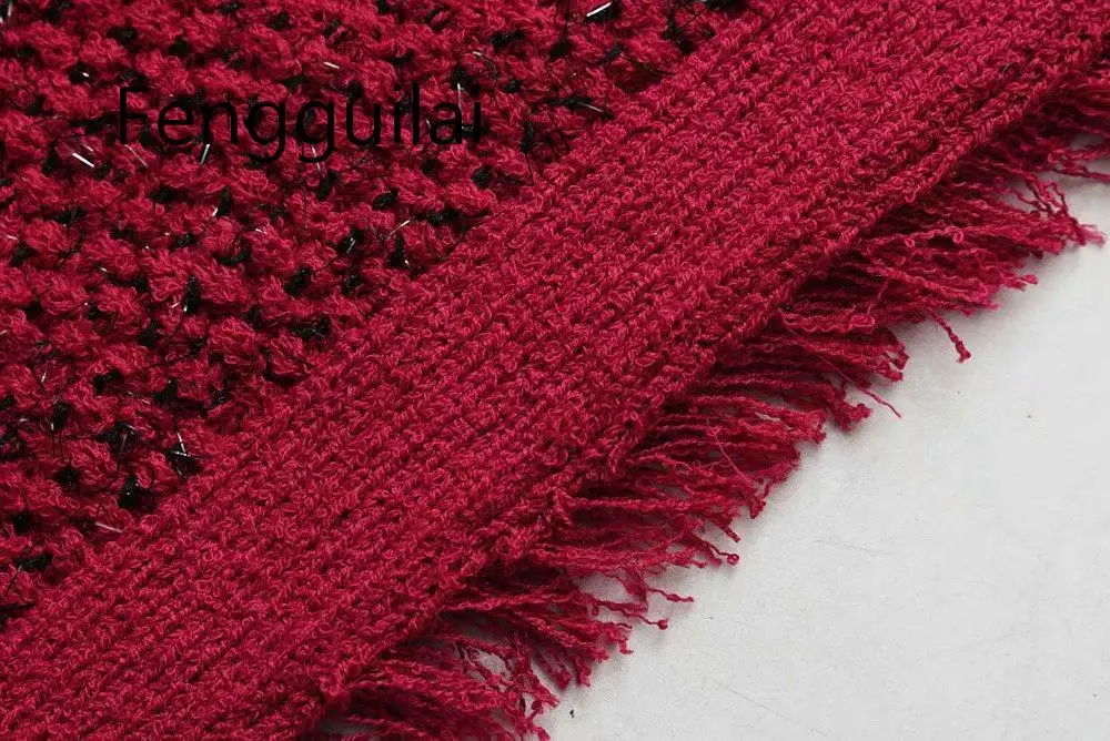 Elegante giacca morbida in Tweed nappa maniche lunghe O collo donna ufficio signora Tweed cappotto vino rosso donna giacca corta Cardigan nuovo