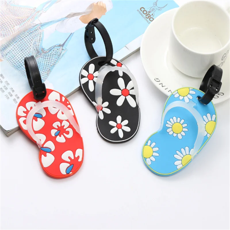 Personalized Fashion Slippers Silicone Luggage Tag Suitcase Identifier Tag Boarding Pass Card Bus Card Sets