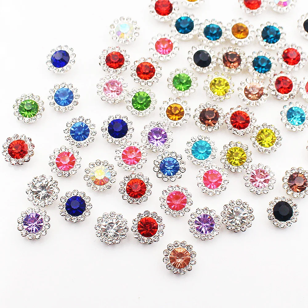 8mm-12mm Sonnenblumen-Silberkrallen-Aufnähsteine, Glitzerkristalle, Stoff-Glasperlen, DIY-Nähsteine, Bastelsteine, Edelsteine – Detail 5