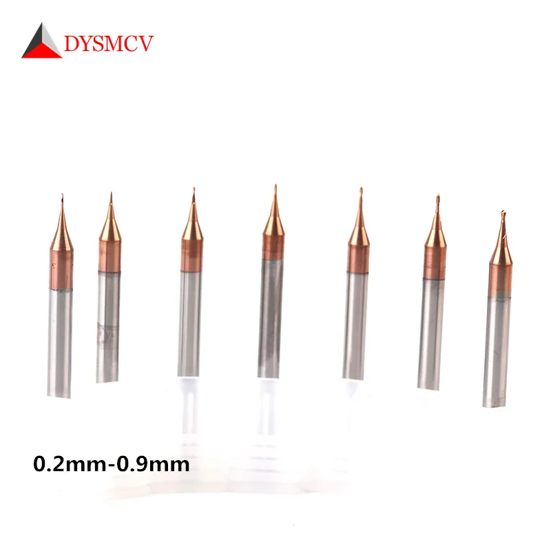 1pc HRC60 0.5mm 0.6mm 0.7mm 0.8mm 0.9mm Micro End Mill2Flutes Solide Carbide CNC Milling Cutter Tools