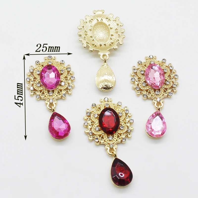 10Pcs 24 * 45MM Shiny Rhinestone Alloy Pendant Fashionable and Gorgeous Wedding Invitation Letter Holiday Creative Accessories