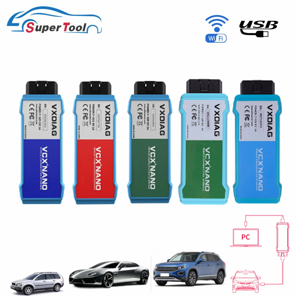 VXDIAG VCX NANO For VW,For volvo,For JLR,For Ford,For Mazda,For Toyota,For GM OBD2 Auto Diagnostic Tool WIFI/USB PCM,ABS,Program