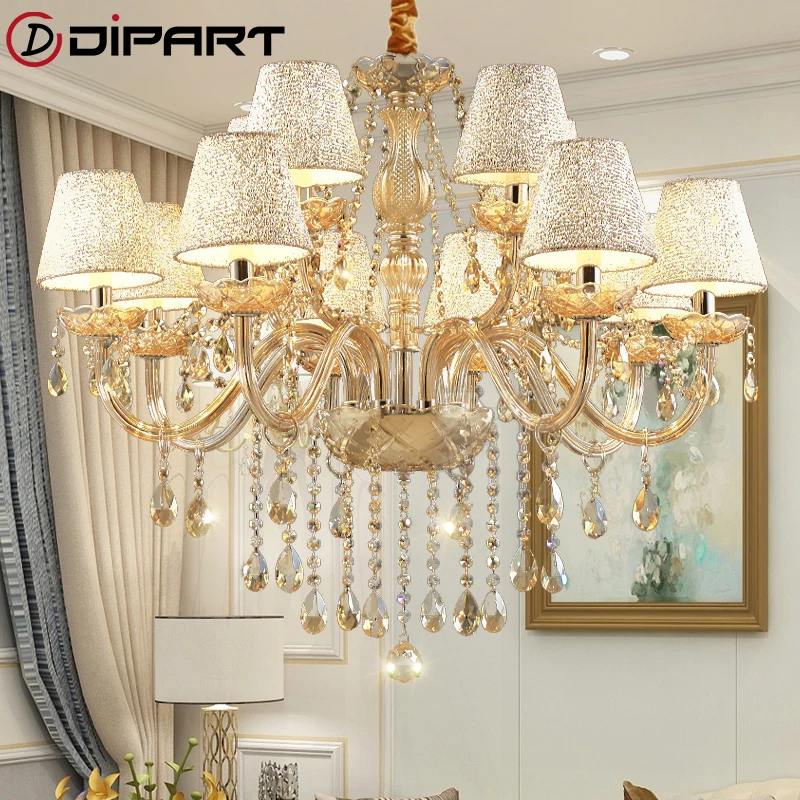 Gold LED Crystal Chandeliers Shiny Shade lustre led moderne For Bedroom Kitchen Hotel Living room Chandelier Lighting lampadari